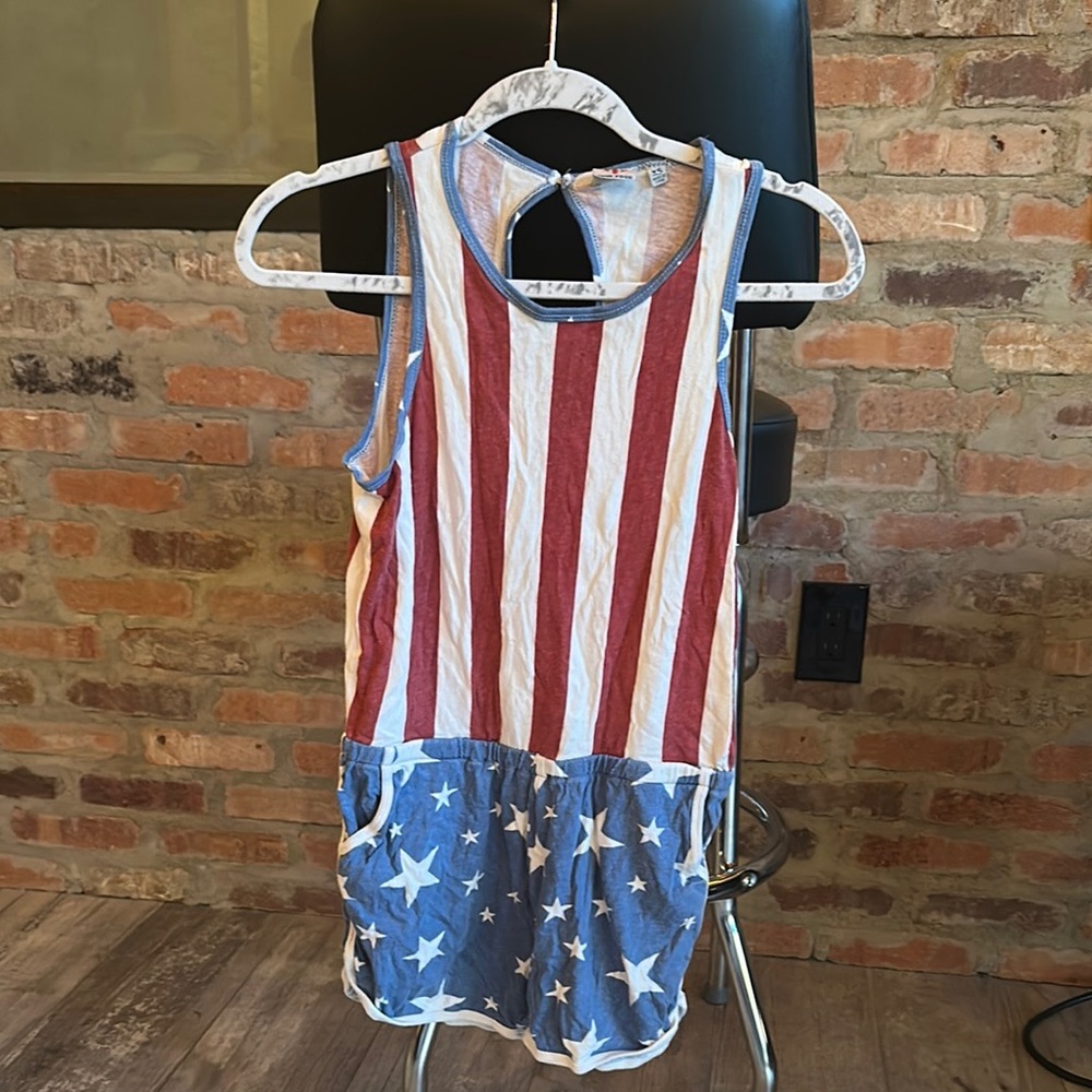 Junk Food Clothing Patriotic Red and Cream Tank